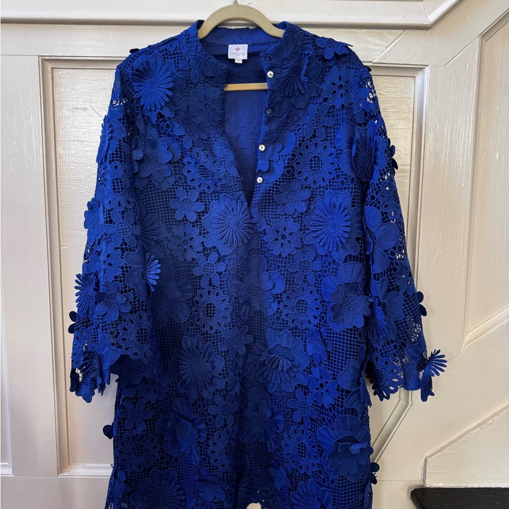J. Marie Blue Floral Lace Dress NWT
